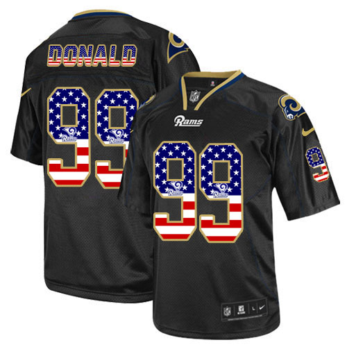 Men's Elite Aaron Donald Nike Jersey Black - #99 USA Flag Fashion NFL Los Angeles Rams